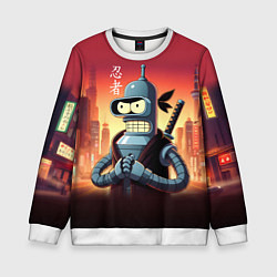 Детский свитшот Крутой ниндзя Бендер в ночном городе