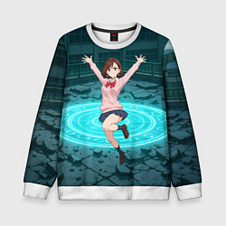 Свитшот детский Радостная Сиратори Айра в прыжке, цвет: 3D-белый