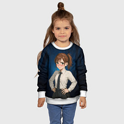 Свитшот детский Сиратори Айра школьница, цвет: 3D-белый — фото 2
