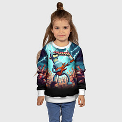 Свитшот детский Бендер рок гитарист - группа Футурама, цвет: 3D-белый — фото 2