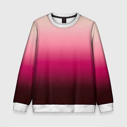 Детский свитшот Градиент transcendent pink омбре / 3D-Белый – фото 1