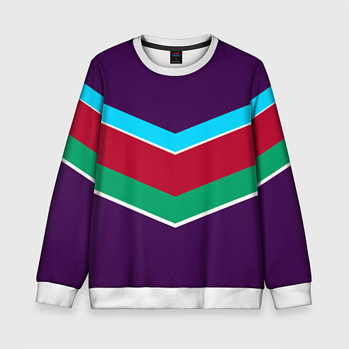 Детский свитшот Фиолетовый с полосами / 3D-Белый – фото 1