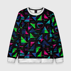 Свитшот детский Геометрия глитч, цвет: 3D-белый