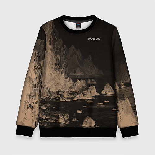 Детский свитшот Dream on тёмно-коричневый / 3D-Черный – фото 1