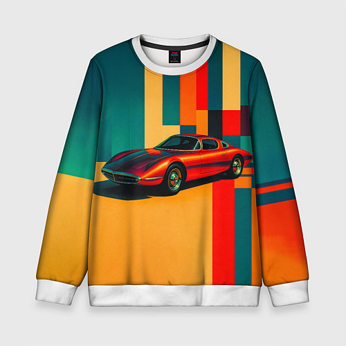 Детский свитшот Спорткар ретрофутуризм поп-арт 1970-е / 3D-Белый – фото 1