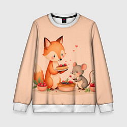 Свитшот детский Пироги с лисой, цвет: 3D-белый