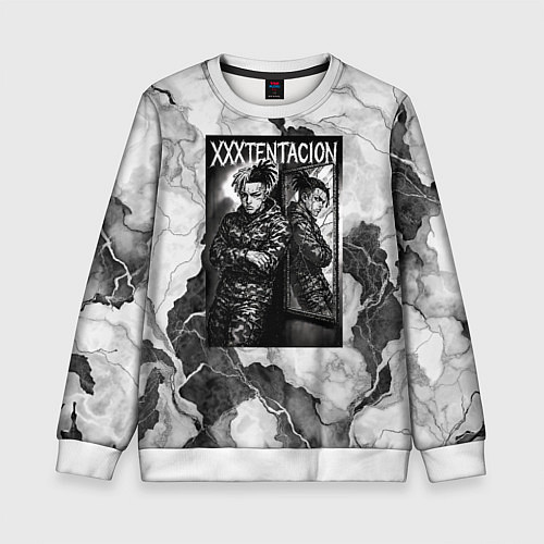 Детский свитшот XXXTentacion облокотился об зеркало / 3D-Белый – фото 1