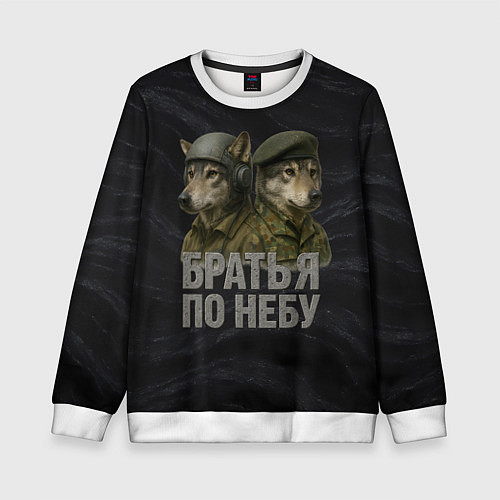Детский свитшот Братья по небу ВДВ волки / 3D-Белый – фото 1