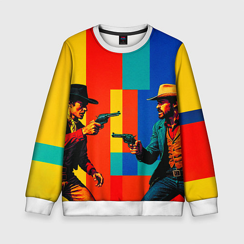 Детский свитшот Перестрелка ковбоев поп-арт / 3D-Белый – фото 1