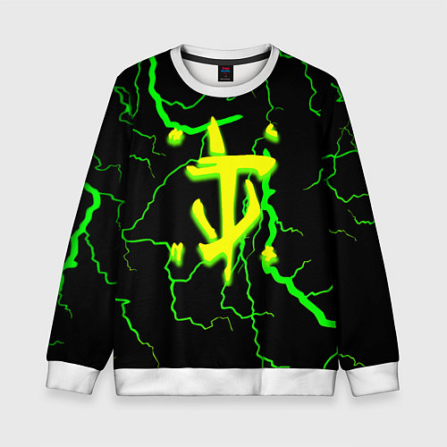 Детский свитшот Doom кислотный шторм молнии / 3D-Белый – фото 1