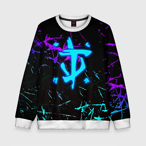 Детский свитшот Doom неоновые штрихи / 3D-Белый – фото 1