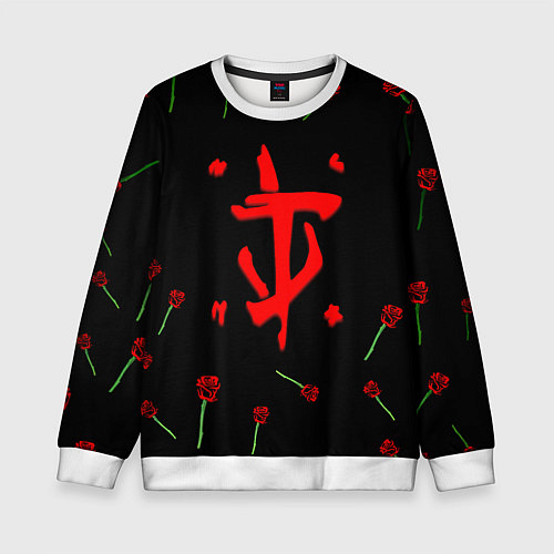 Детский свитшот Doom rose pattern / 3D-Белый – фото 1