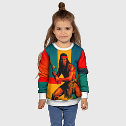 Свитшот детский Индеец поп-арт, цвет: 3D-белый — фото 2