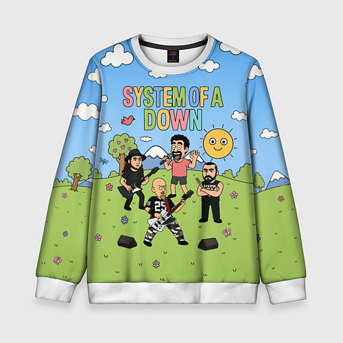 Детский свитшот System of a Down, мультяшный / 3D-Белый – фото 1