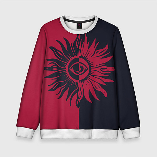 Детский свитшот Солнце красно-синее / 3D-Белый – фото 1