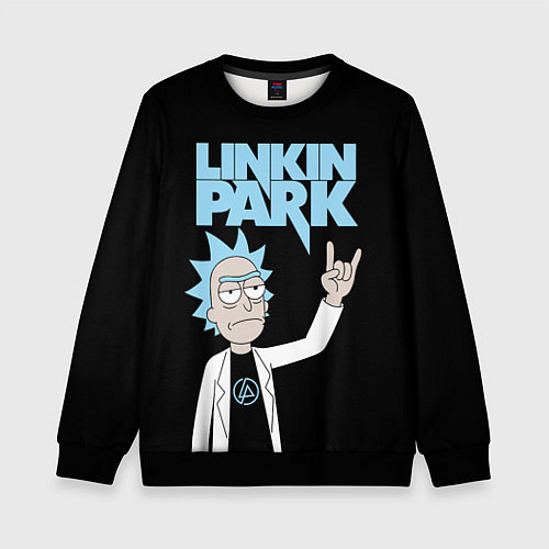 Детский свитшот Linkin Park и Рик Санчес из Рик и Морти / 3D-Черный – фото 1