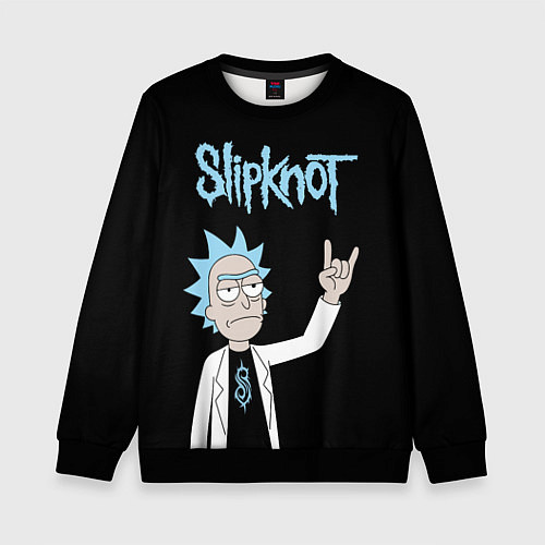 Детский свитшот Slipknot и Рик Санчес из Рик и Морти / 3D-Черный – фото 1