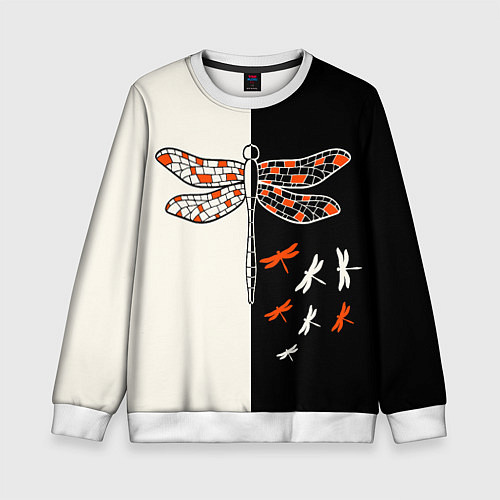 Детский свитшот Стрекозы на черно-белом / 3D-Белый – фото 1