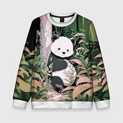 Свитшот детский Панда в лесу, цвет: 3D-белый
