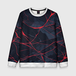 Свитшот детский Мраморные узоры из переплетений красных линий, цвет: 3D-белый