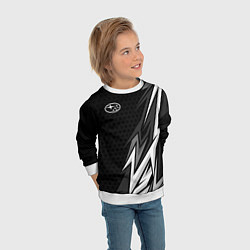 Свитшот детский Subaru - монохромный черный, цвет: 3D-белый — фото 2