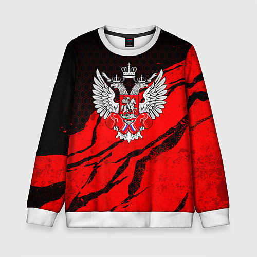 Детский свитшот Федерация бокса России - красный / 3D-Белый – фото 1