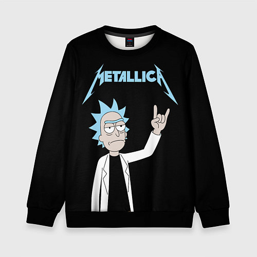 Детский свитшот Metallica и Рик рокер из Рик и Морти / 3D-Черный – фото 1