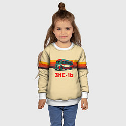 Свитшот детский Ретро автобус ЗИС-16 поп-арт, цвет: 3D-белый — фото 2