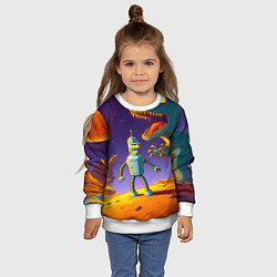 Свитшот детский Бендер на сказочной планете динозавров, цвет: 3D-белый — фото 2