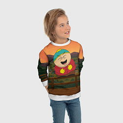 Свитшот детский Эрик Картман смеется держа живот, цвет: 3D-белый — фото 2