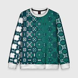 Свитшот детский Изумрудные узоры, цвет: 3D-белый