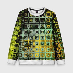 Свитшот детский Абстрактная зелено-черная текстура, цвет: 3D-белый