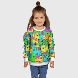 Свитшот детский Яркие тропические рыбки паттер, цвет: 3D-белый — фото 2