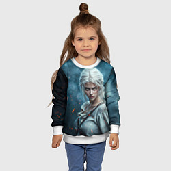 Свитшот детский Цири с огненными глазами, цвет: 3D-белый — фото 2