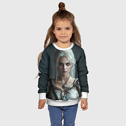 Свитшот детский Цири с янтарными глазами, цвет: 3D-белый — фото 2