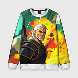 Свитшот детский Ведьмак в аниме стиле, цвет: 3D-белый