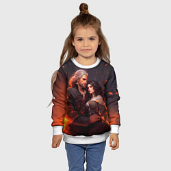 Свитшот детский Йеннифэр и Ведьмак среди огня, цвет: 3D-белый — фото 2