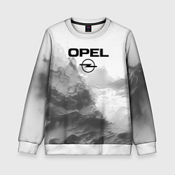 Свитшот детский Opel на сером абстрактном фоне, цвет: 3D-белый