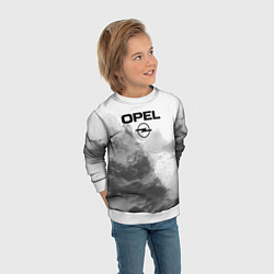 Свитшот детский Opel на сером абстрактном фоне, цвет: 3D-белый — фото 2