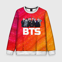 Свитшот детский BTS блестящий фон, цвет: 3D-белый