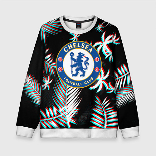 Детский свитшот Chelsea тропики глитч текстура / 3D-Белый – фото 1