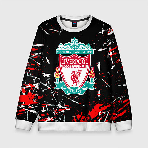 Детский свитшот Liverpool штрихи красок / 3D-Белый – фото 1