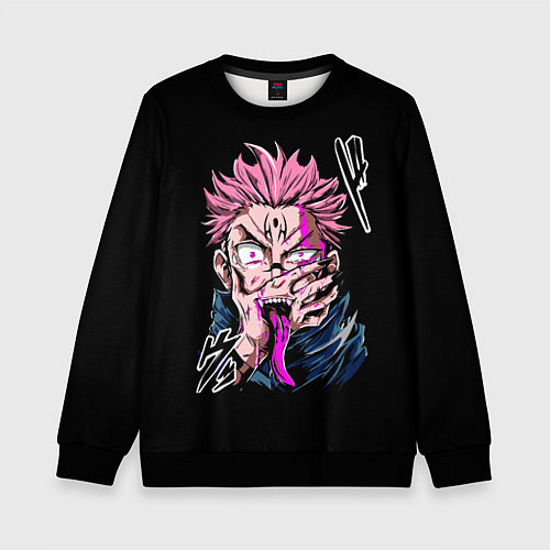 Детский свитшот Итадори с Сукуна на руке / 3D-Черный – фото 1