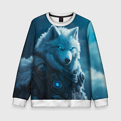Свитшот детский Воин волк зимой, цвет: 3D-белый