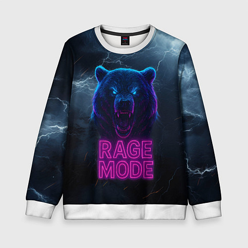 Детский свитшот Rage mode злой медведь / 3D-Белый – фото 1