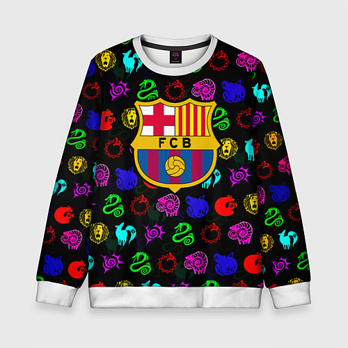 Детский свитшот Barcelona neon games logo / 3D-Белый – фото 1