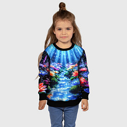 Свитшот детский Цветы на глубине освещённые лучами, цвет: 3D-черный — фото 2