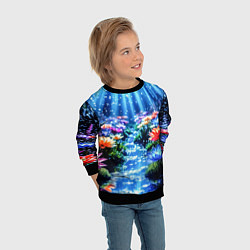 Свитшот детский Цветы на глубине освещённые лучами, цвет: 3D-черный — фото 2