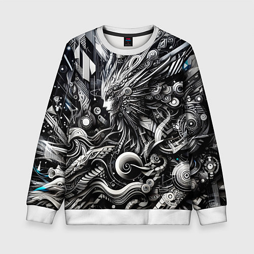 Детский свитшот Abstraction cyber pattern - ai art fantasy / 3D-Белый – фото 1