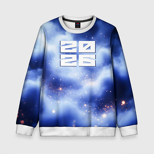 Детский свитшот 2026 сине-голубая дымка / 3D-Белый – фото 1